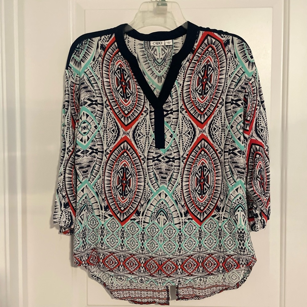 Cato Multicolor Geometric Women's Blouse